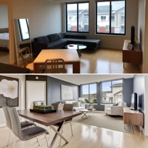 before and after staged Arlington condo in Station Square listed by Renata Briggman best arlington realtor 