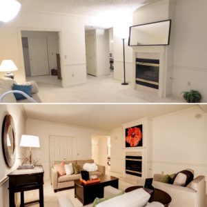 before and after staged condo at the Williamsburg Arlingtion listed by the best Arlington realtor Renata Briggman