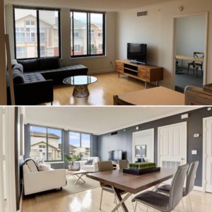 before and after staged Arlington condo in Station Square listed by Renata Briggman best arlington realtor 