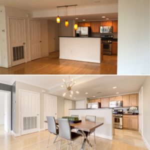 before and after staged clarendon condo listed by best arlington realtor renata briggman