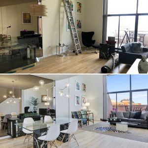 Staging living room at Woodbury Heights